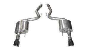 Ford Mustang Performance Exhaust - Rear - CORSA Performance - Axle-Back Dual Rear Exit with Single 4.5in Black PVD Pro-Series Tips - Black - `15-`17